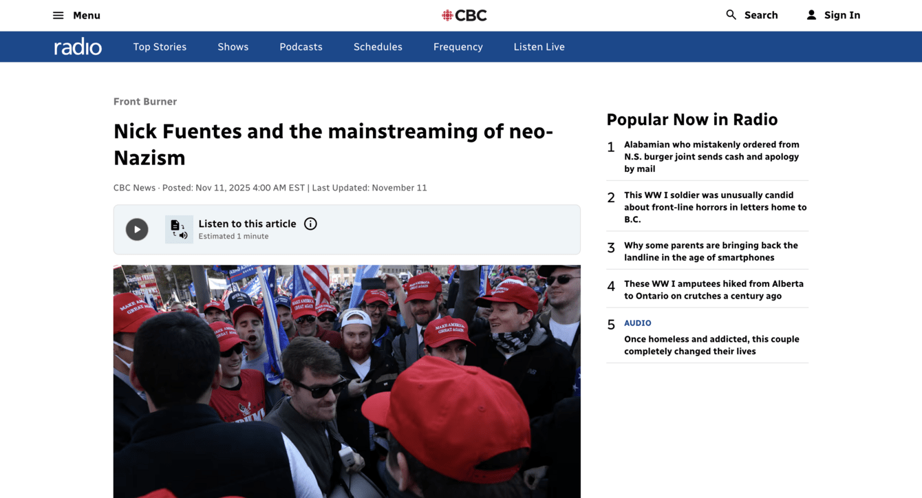 screenshot of CBC