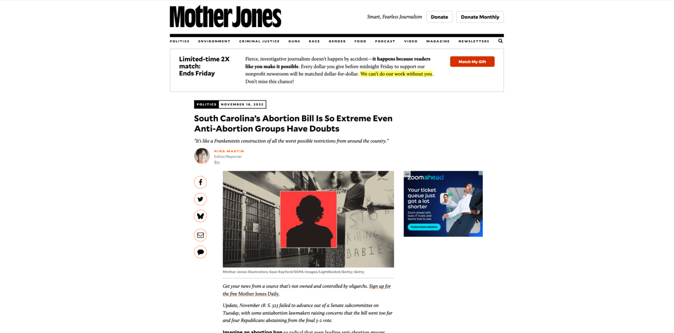 screenshot of Mother Jones