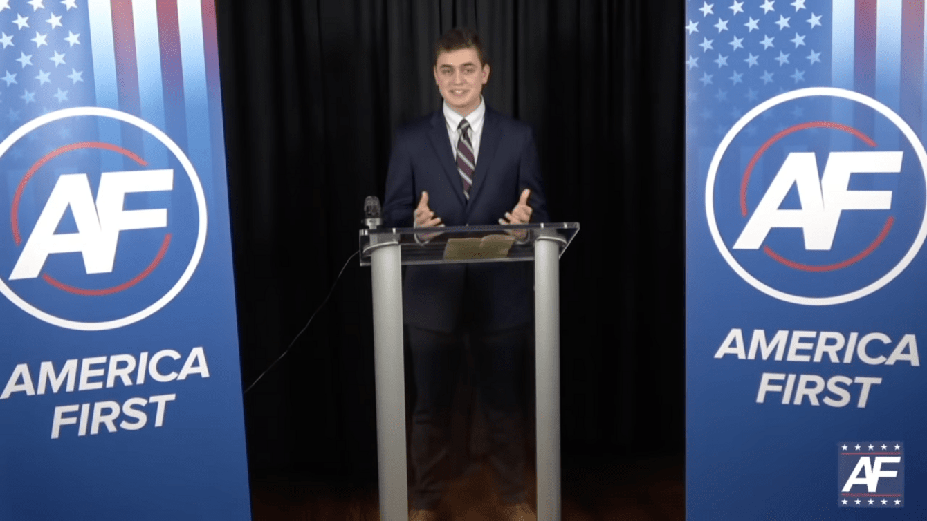 Jake Lloyd speaking at the 2019 Groyper Leadership Summit.