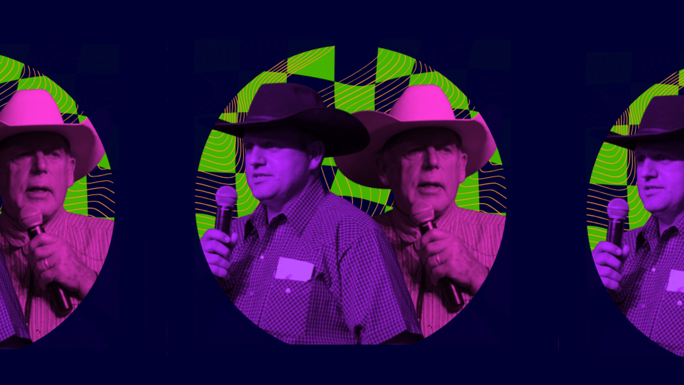 Ammon and Cliven Bundy speaking on microphones