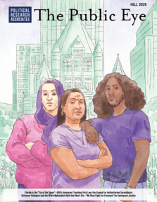A drawing of three people looking confident, with the cityscape of Boston behind them.