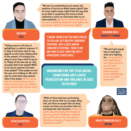 An illustration of panelists with quotations from the webinar.