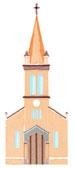 A water color illustration of a roman catholic church