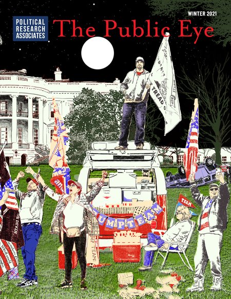 Black cover, with the Capitol and white men standing in front of it with American flags and don't tread on me flags