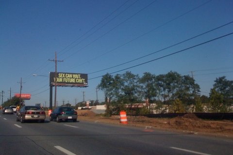 A sign board that says "Sex can wait. Your Future Can't"