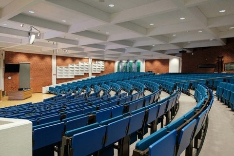 an auditorium from the back.