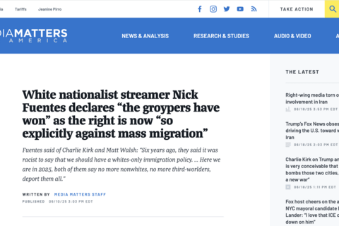 screenshot of Media Matters